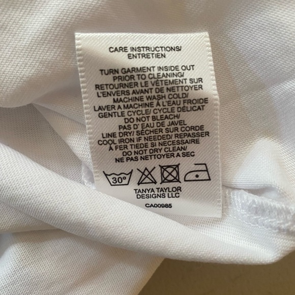 Tanya Taylor White Tee with Multicolor Puff Sleeves - Picture 4 of 5